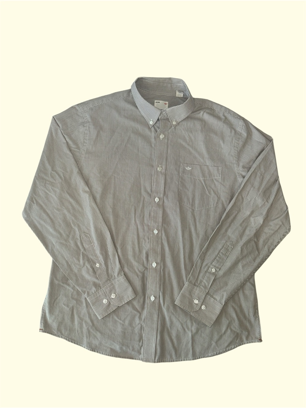 Dockers Mens Large Cream and White Striped Button Up